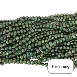 Ferskvandsperler, Grønne,  6 - 7 mm, Hel streng