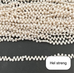 Topsideboret Ferskvandsperler, Hvid, Rice,  ca. 4,5 x 6 mm - Hel streng