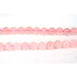 Rosakvarts perler, facet 10 mm, 6 stk.