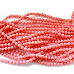 Koralperler, facet 6 mm, 1/1 streng