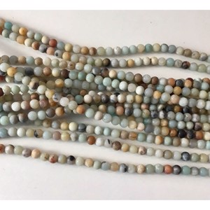 4 mm MAT Mix amazonit  perler, 1/1 streng
