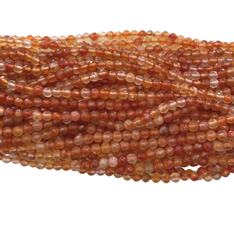 Rød agat, facet 4 mm, 1/1 streng