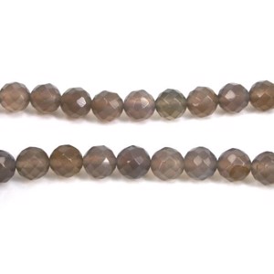 Grå onyx, facet 10 mm, 1/2 streng