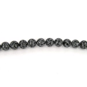 6 stk. 10 mm Snowflake obsidian perler