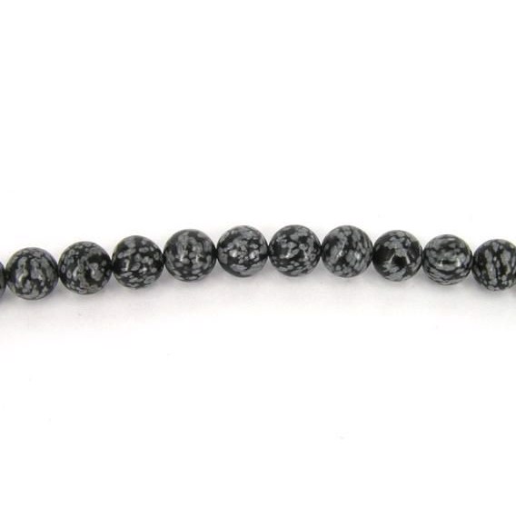 Obsidian snefnug 8 mm perler, 1/1 streng