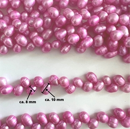 Lyserøde ferskvandsperler, ca. 10 mm x 8 mm