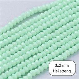 3x2 mm Mintfarvede Glasperler, facet 1/1 streng