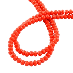 Små 3 mm mørk orange glasperler. 