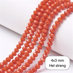 4x3 mm Glasperler, Orange, facet 1/1 streng