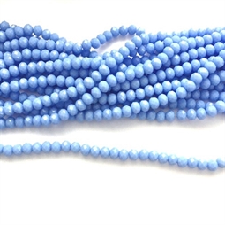 Lyseblå glasperler 6x4 mm - ca. 90 perler på strengen
