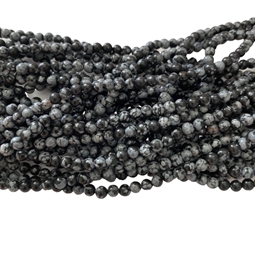 Snowflake Obsidian, 4 mm perler, 1/1 streng