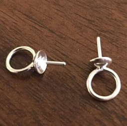 2 stk. Stiftøsken/Perleophæng med 5 mm skål og stor ring