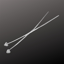 Perlestave / Headpins med 4 kugler i Sterling sølv. Der er 2 stk. i posen.