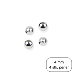 Sølvperler 4 mm, 4 stk.