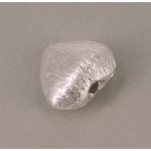 Børstet buttet hjerte 10 mm sterling sølv