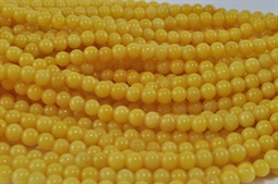 4 mm Gul farvet Manshan  jade perler 1/1 streng
