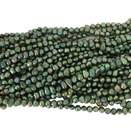 Ferskvandsperler, Grønne,  6 - 7 mm, Hel streng