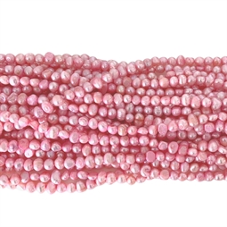Ferskvandsperler, Lyserøde,  6 - 7 mm, Hel streng